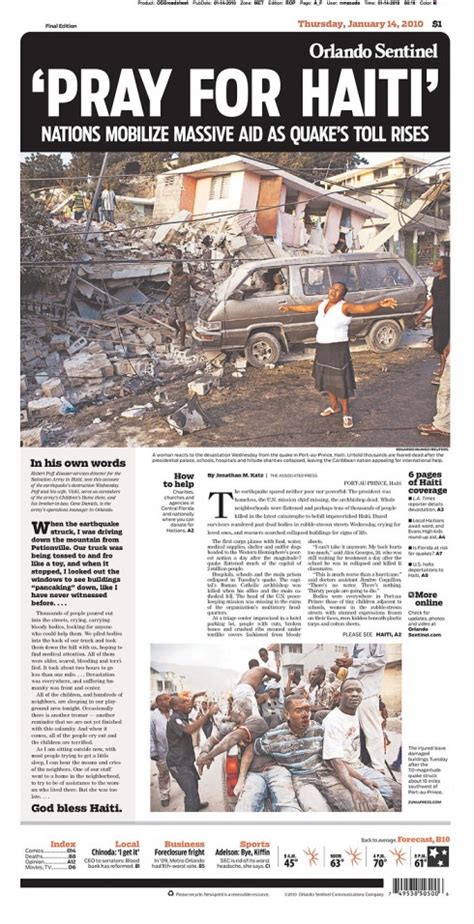 haiti earthquake 2010 newspaper article